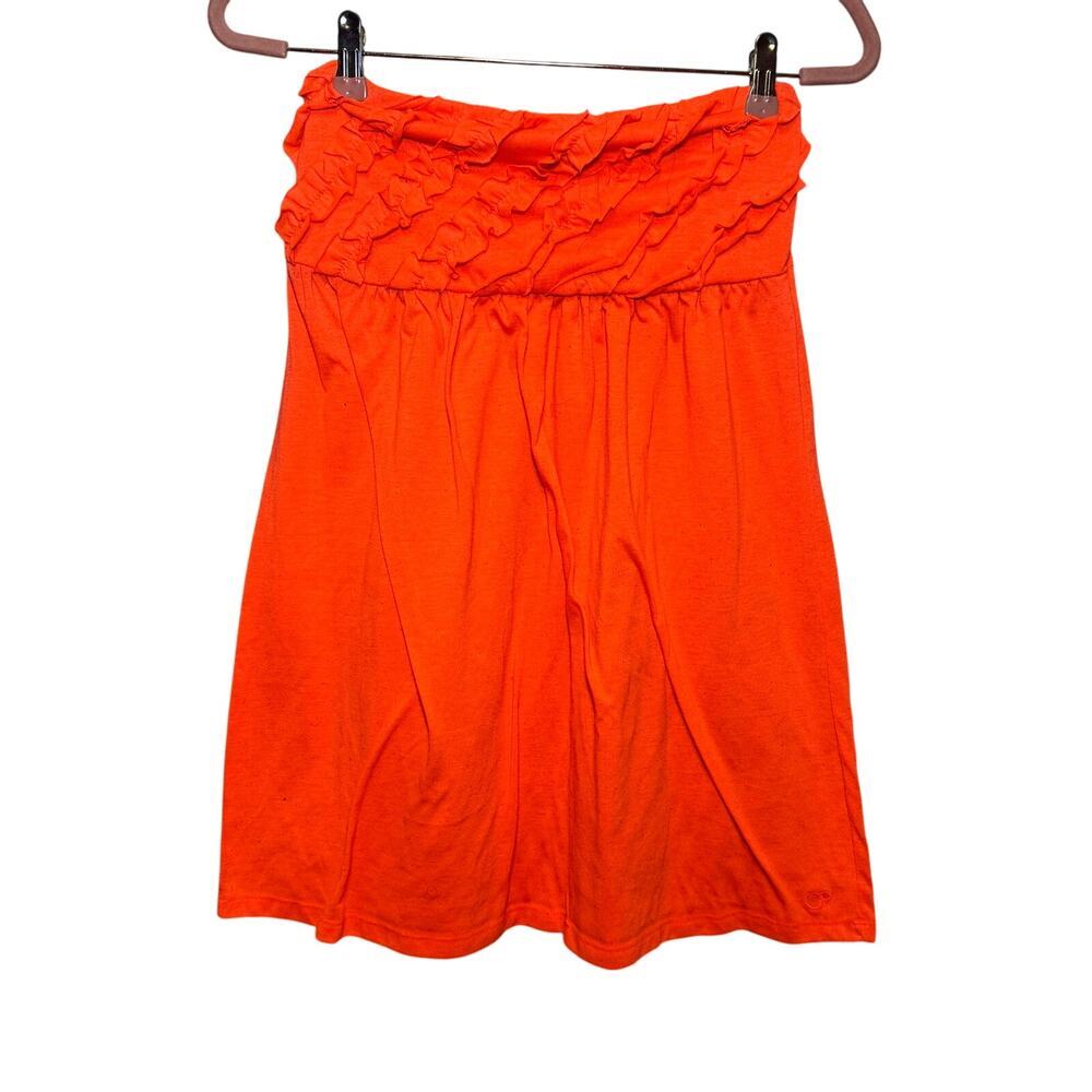 Strapless‎ orange tube dress with ruffled top. Junior’s size L/G (11-13)
